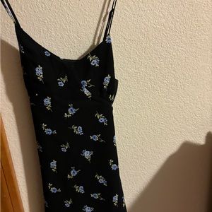 Black floral mini dress